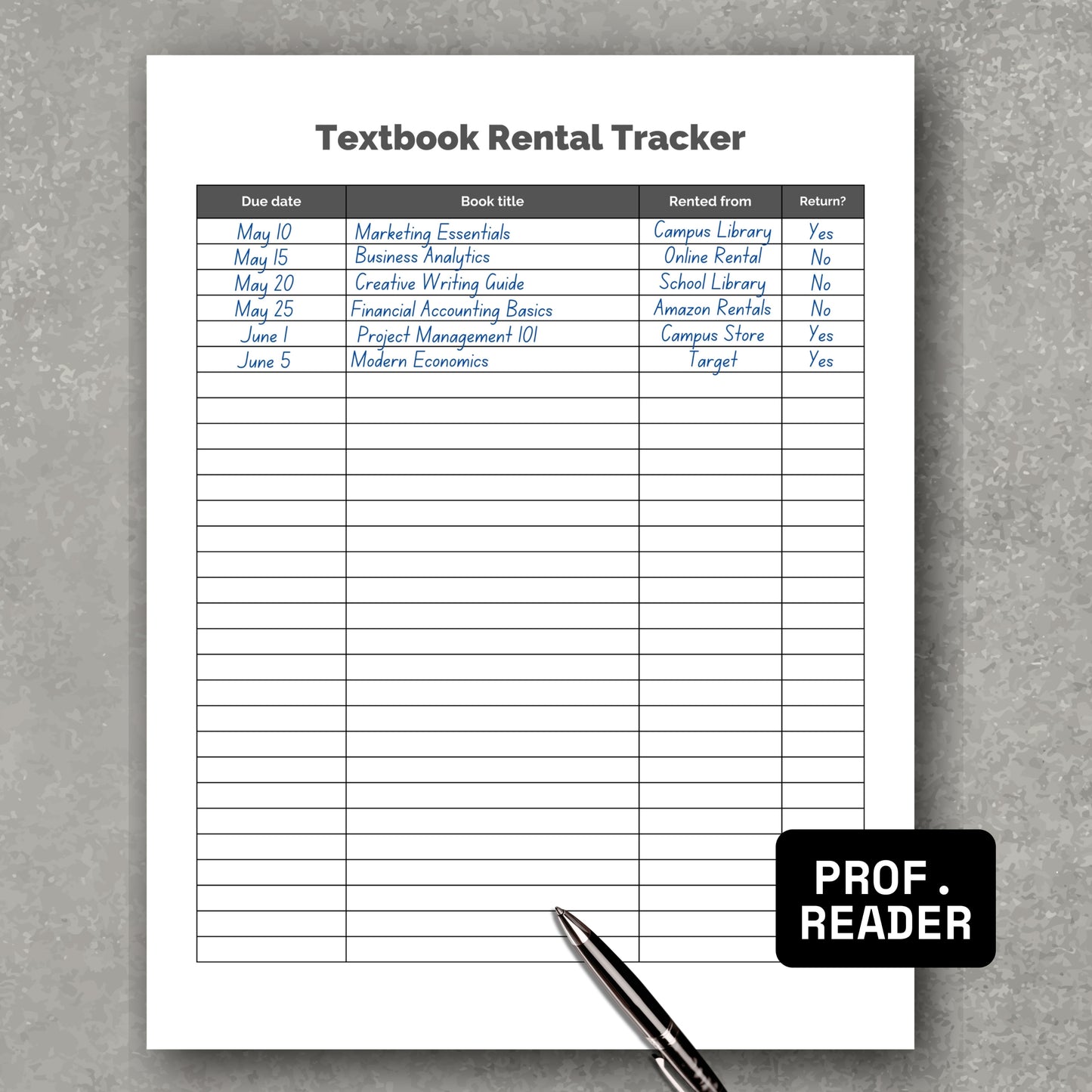 Textbook Rental Tracker