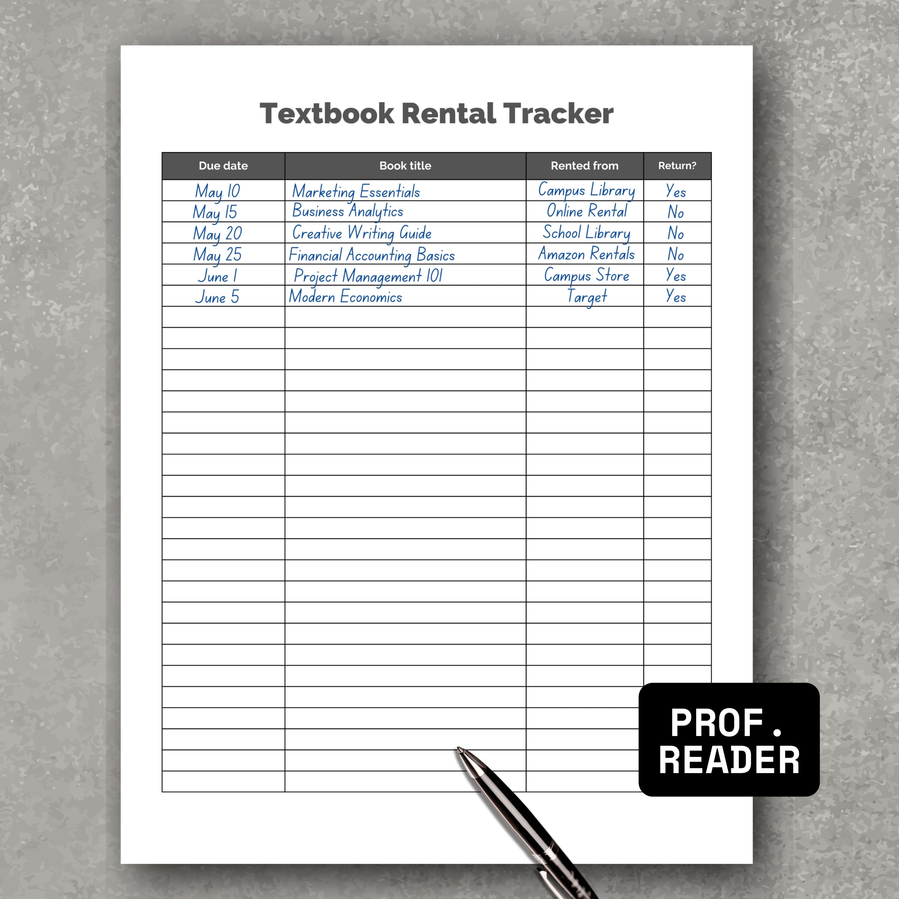Textbook Rental Tracker