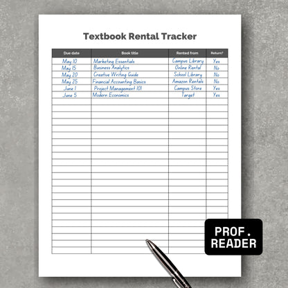 Textbook Rental Tracker