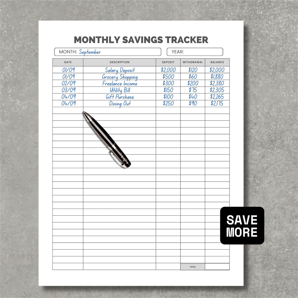 Monthly Saving Tracker