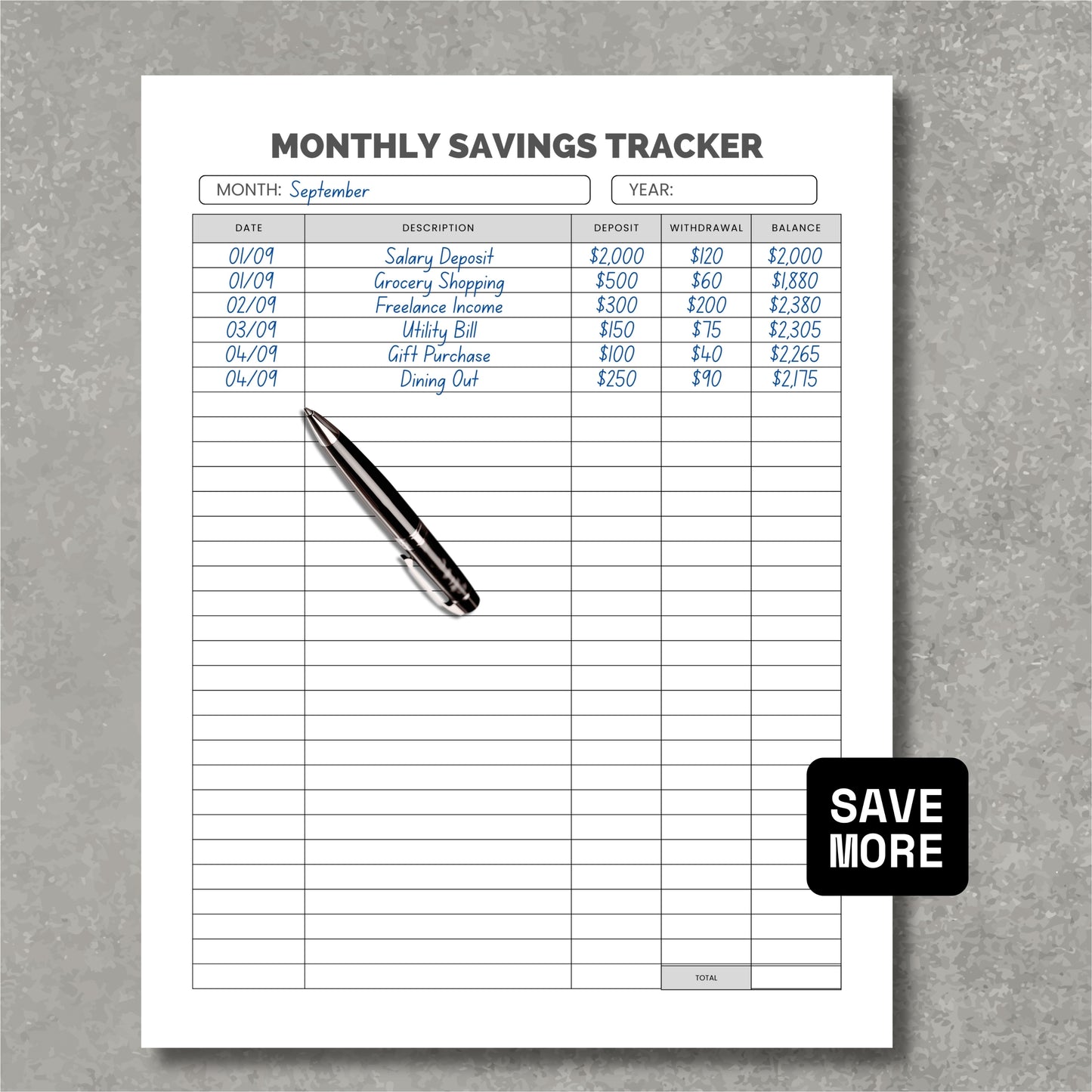 Monthly Saving Tracker
