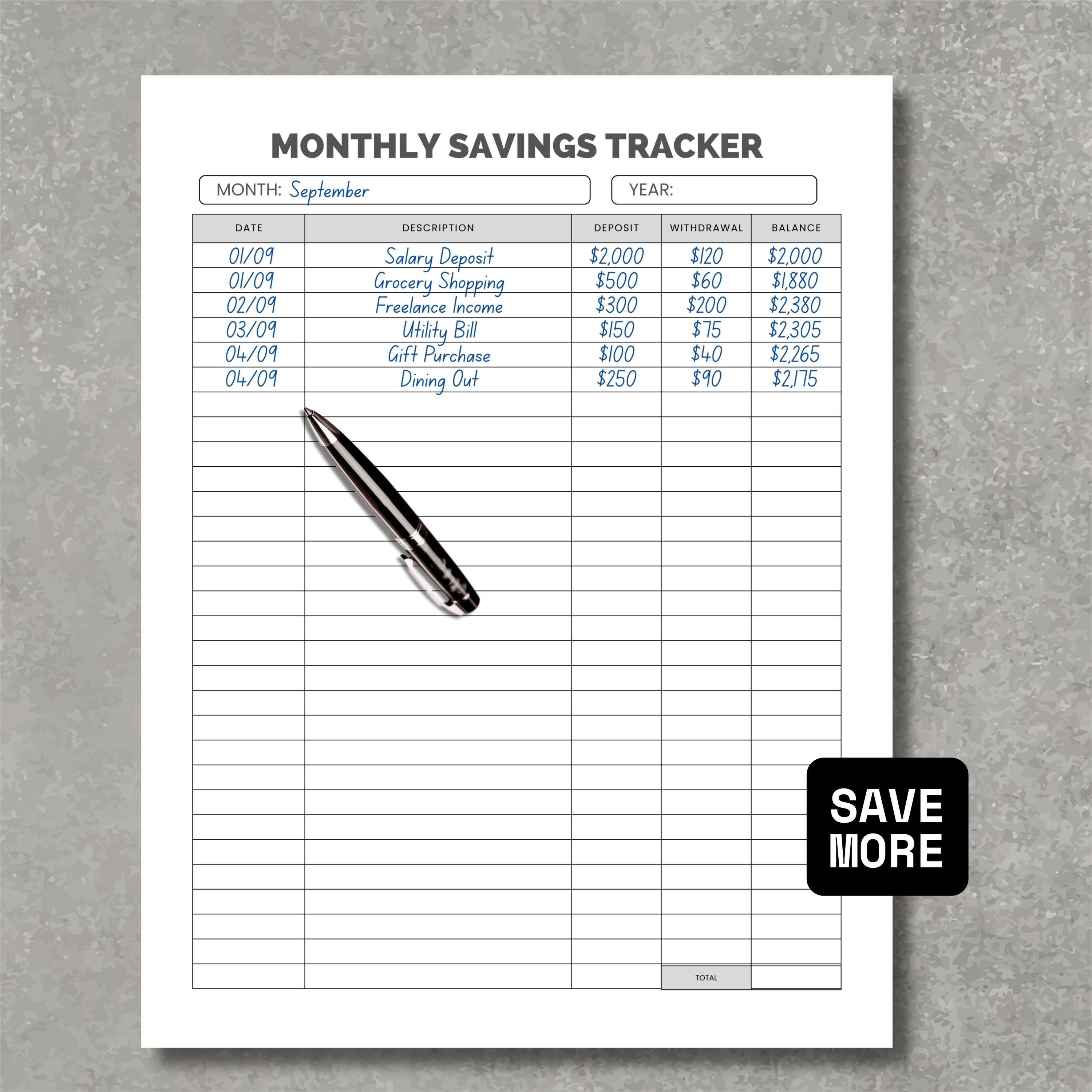 Monthly Saving Tracker