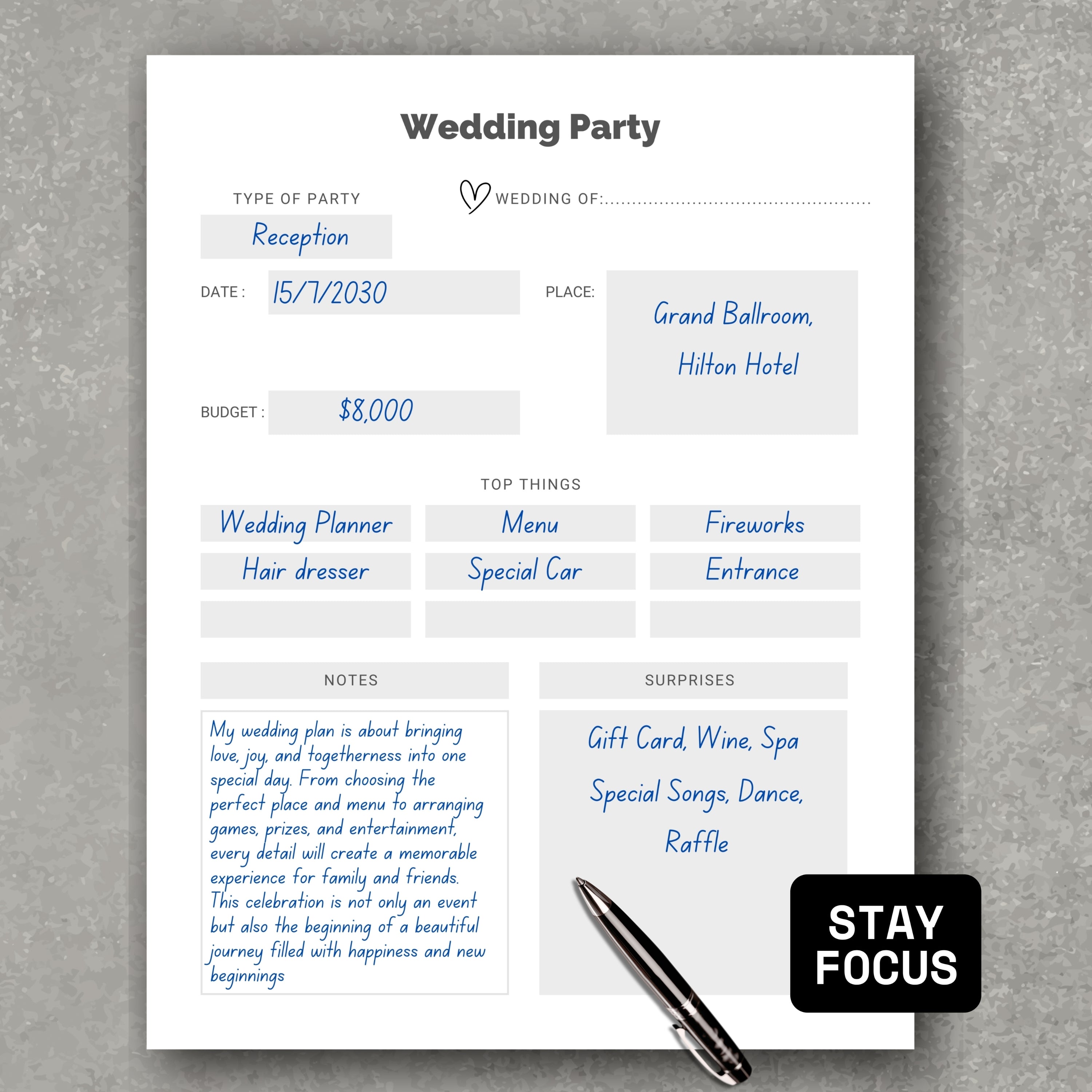 Wedding Party Planner