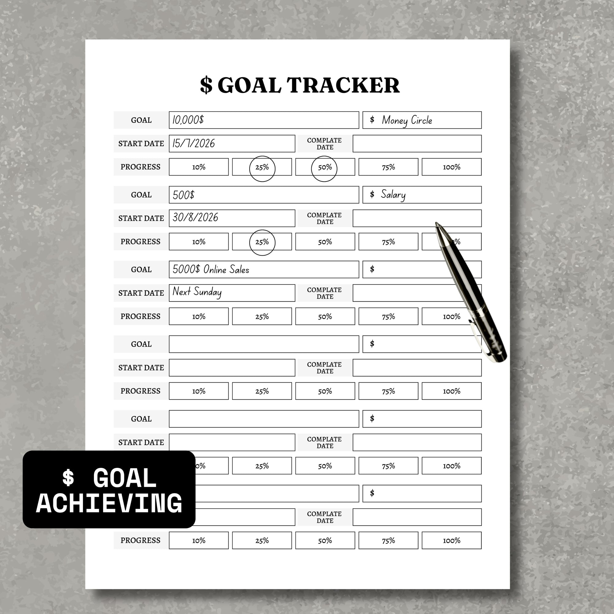 $ Goal Progress Tracker