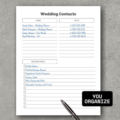 Wedding VIP Contact List