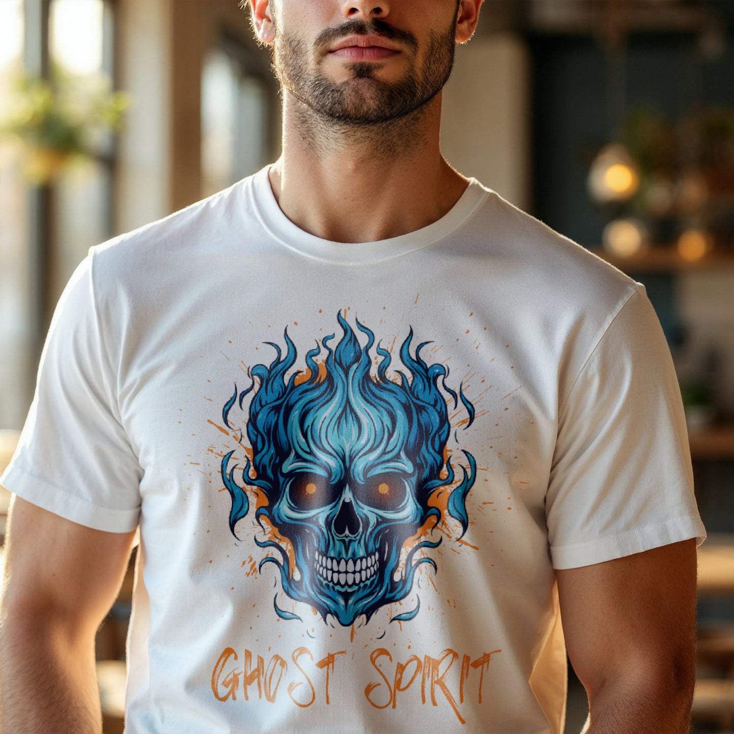 Ghost Spirit - Flaming Skull Dark Energy Statement Artwork