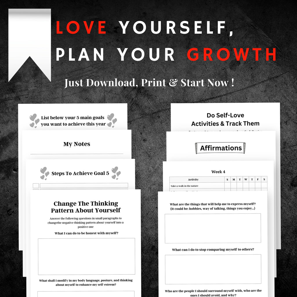 Self Love Planner & Workbook Sheets Bundle