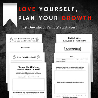 Self Love Planner & Workbook Sheets Bundle