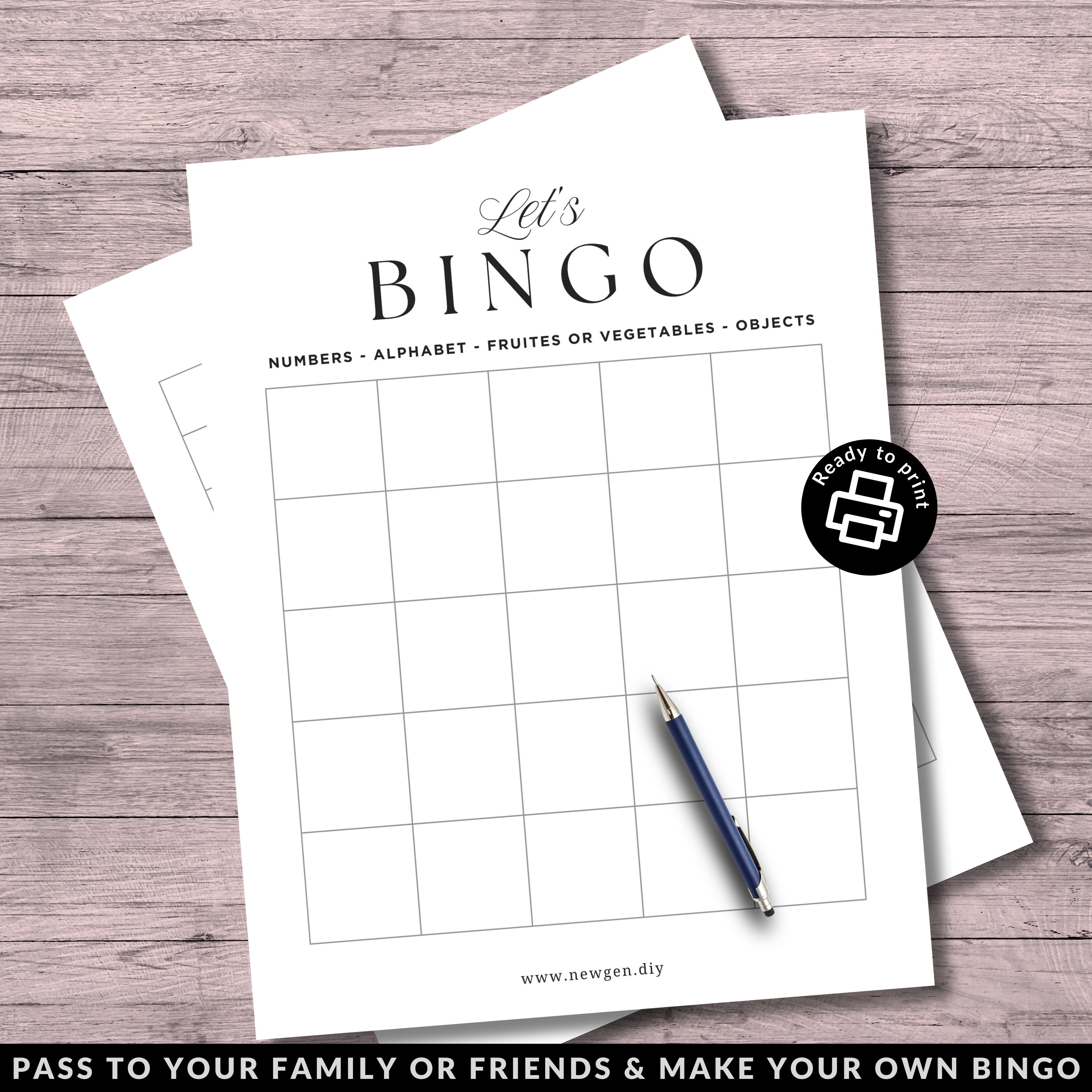 Let's Bingo Paper Game Template