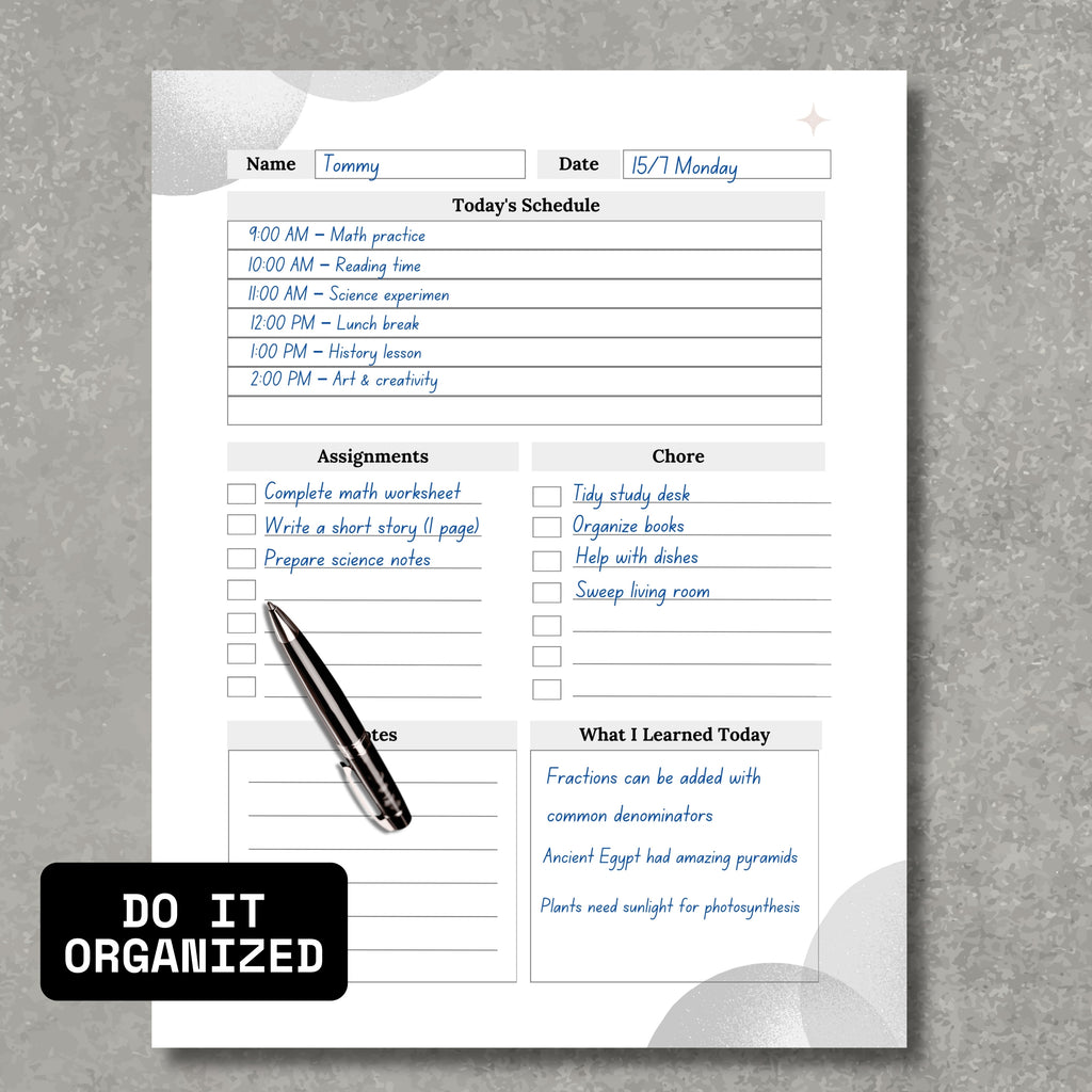 Home School Planner Grey+Pink Theme