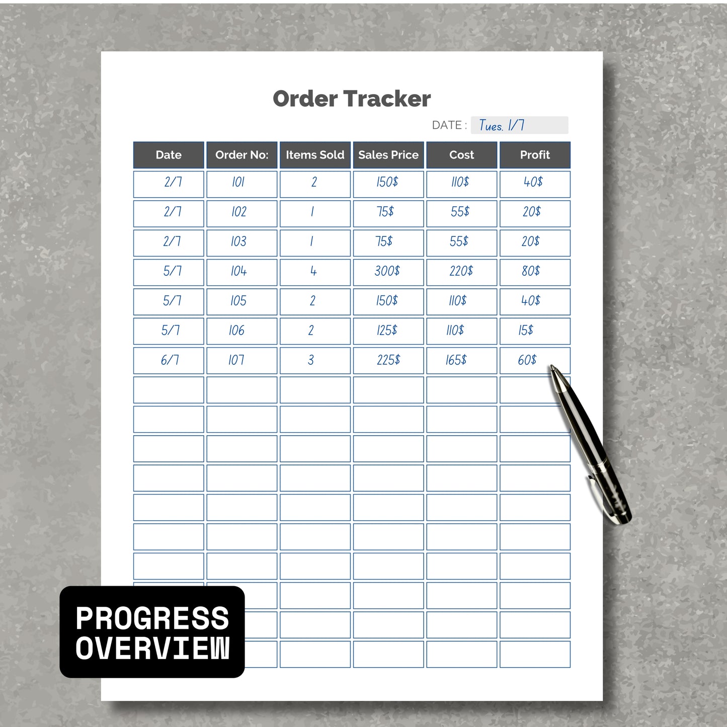 Orders Tracker PDF