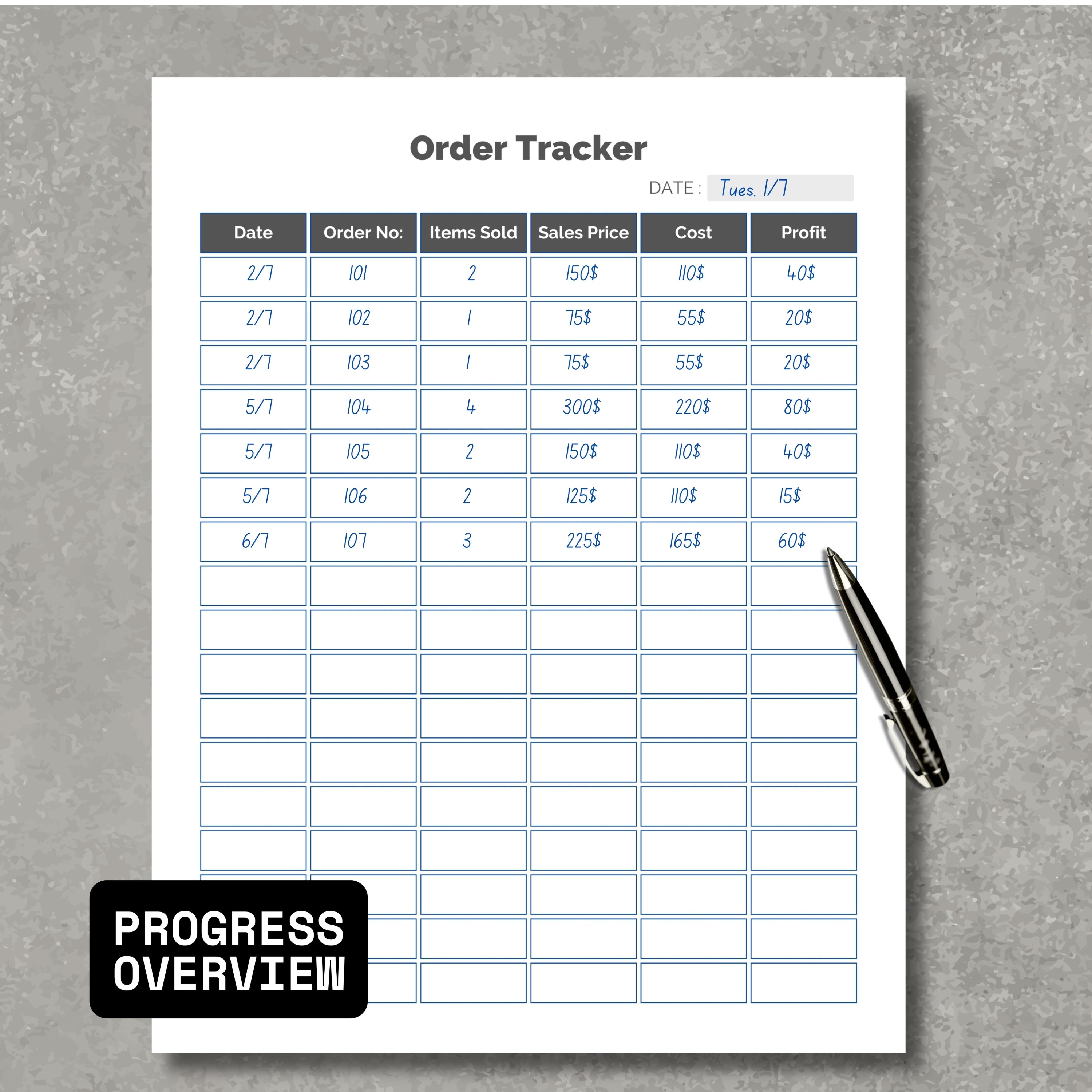 Orders Tracker PDF
