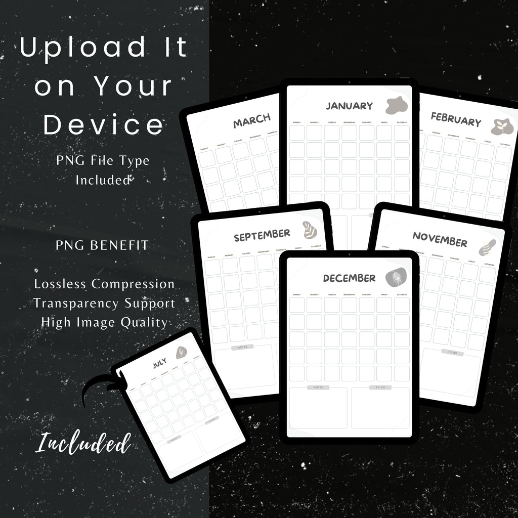 Undated Monthly Calendar PDF x12