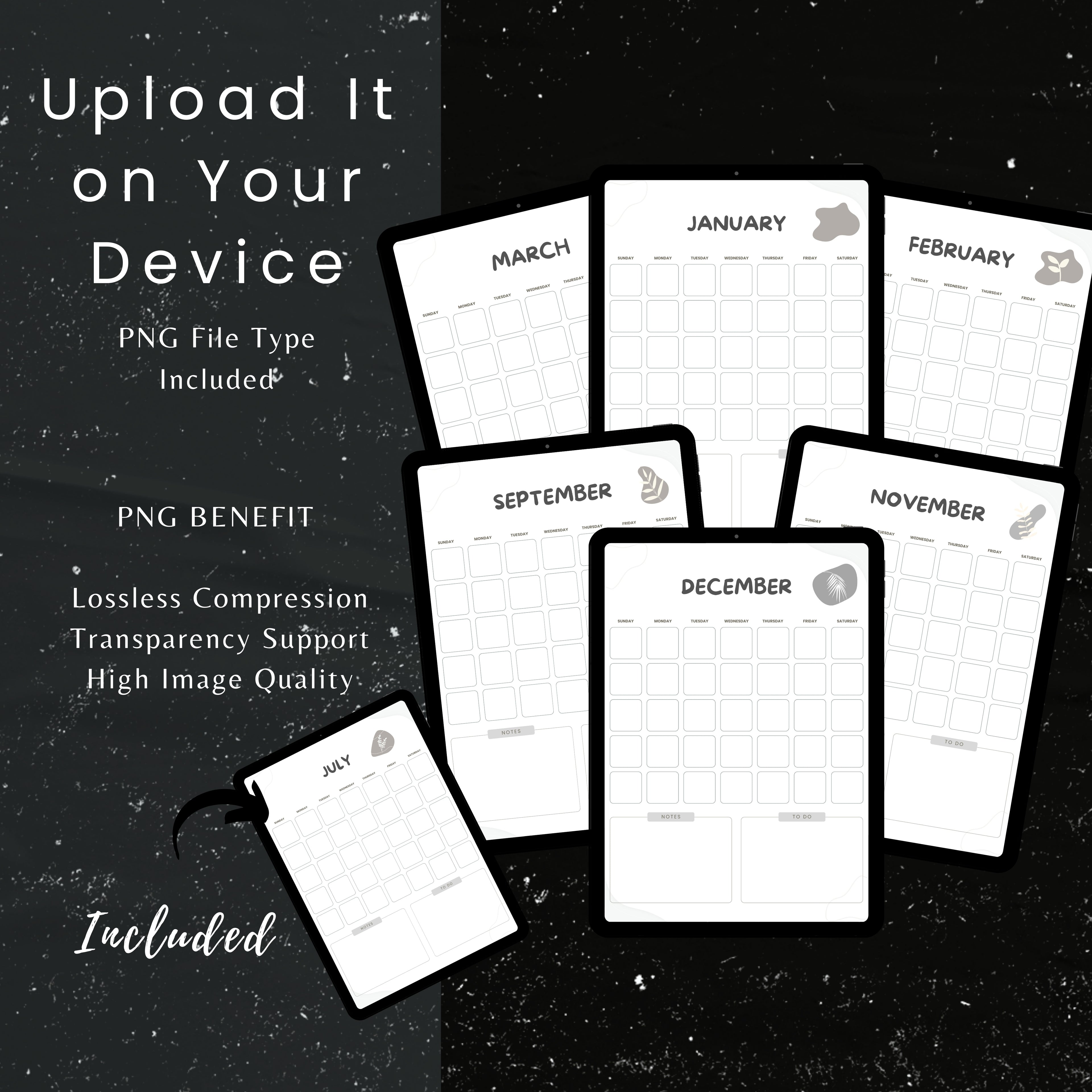 Undated Monthly Calendar PDF x12