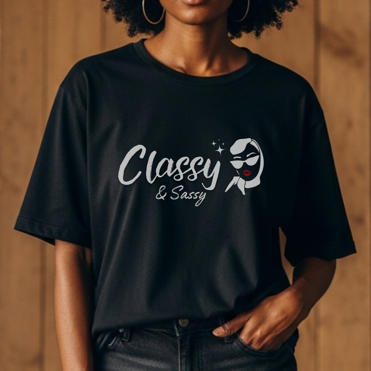 Classy & Sassy - Vintage Fashion Illustration Woman with Sunglasses Sparkle Statement Artwork