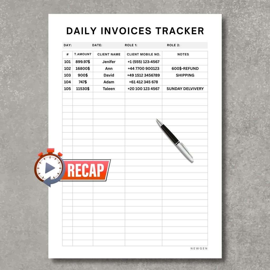 Daily Invoices Tracker PDF