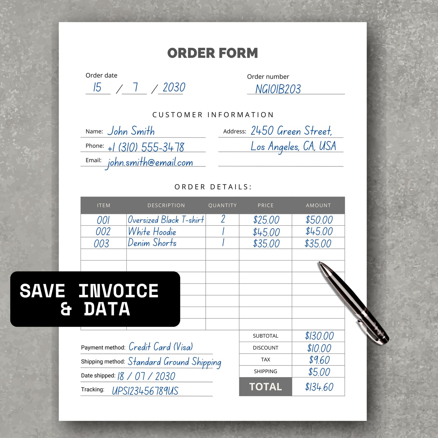 Orders Form PDF - Undated
