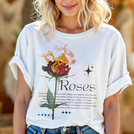 Roses Quiet Beauty - Burning Rose Soul Metaphor Philosophical Statement Artwork