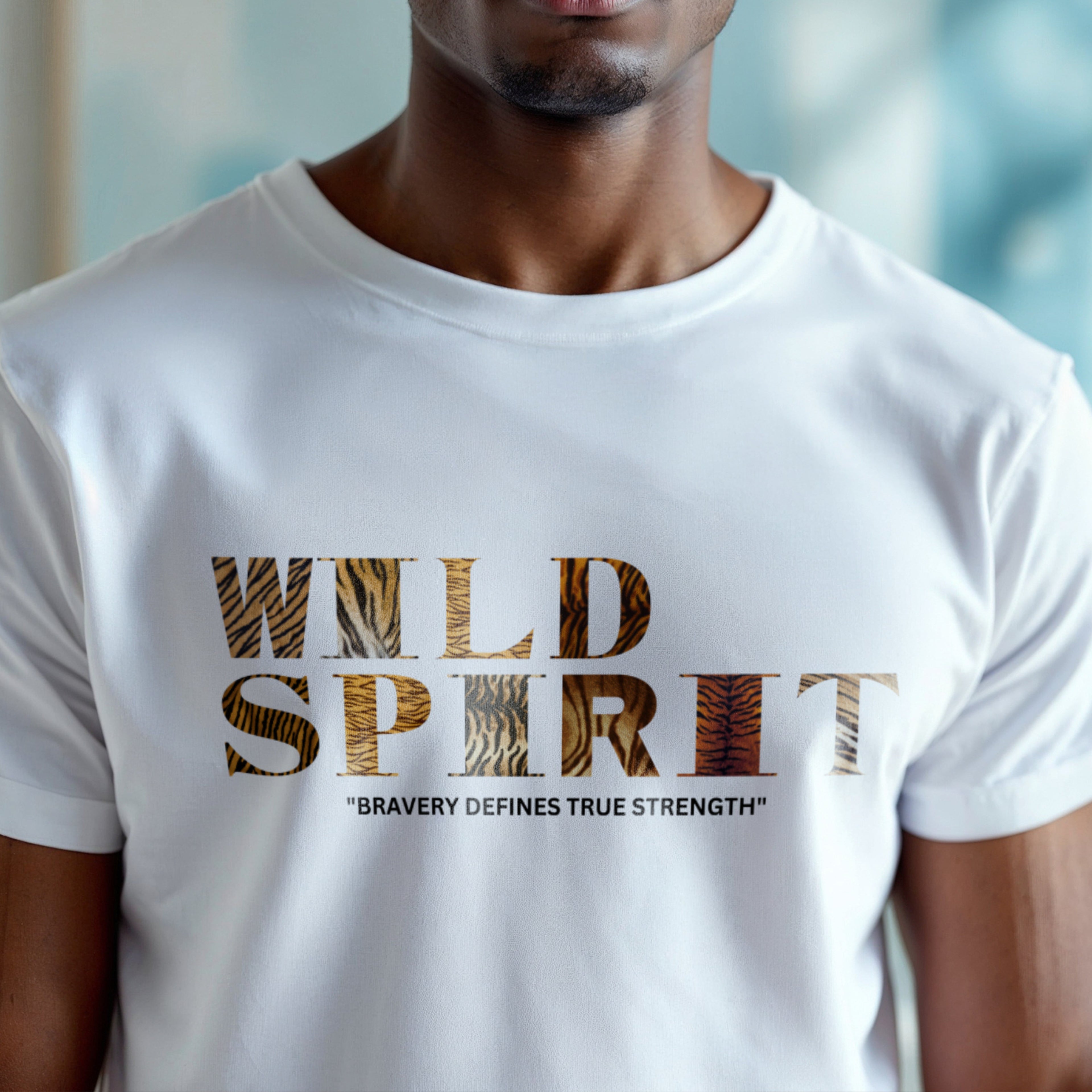 Wild Spirit Bravery Defines True Strength - Tiger Stripe Motivational Artwork