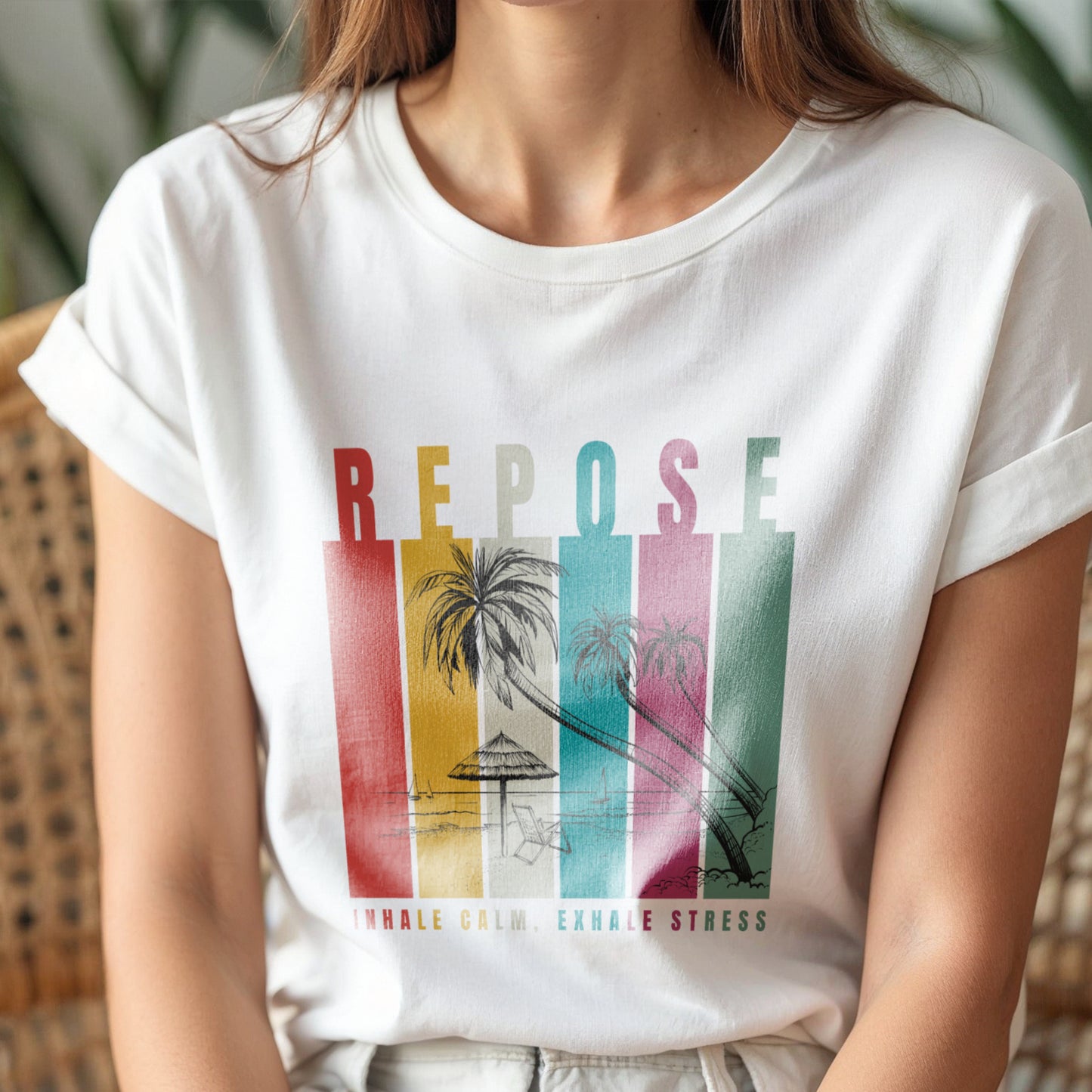 Repose - Retro Beach Mindfulness Breathwork Relaxation Wellness Statement Artwork