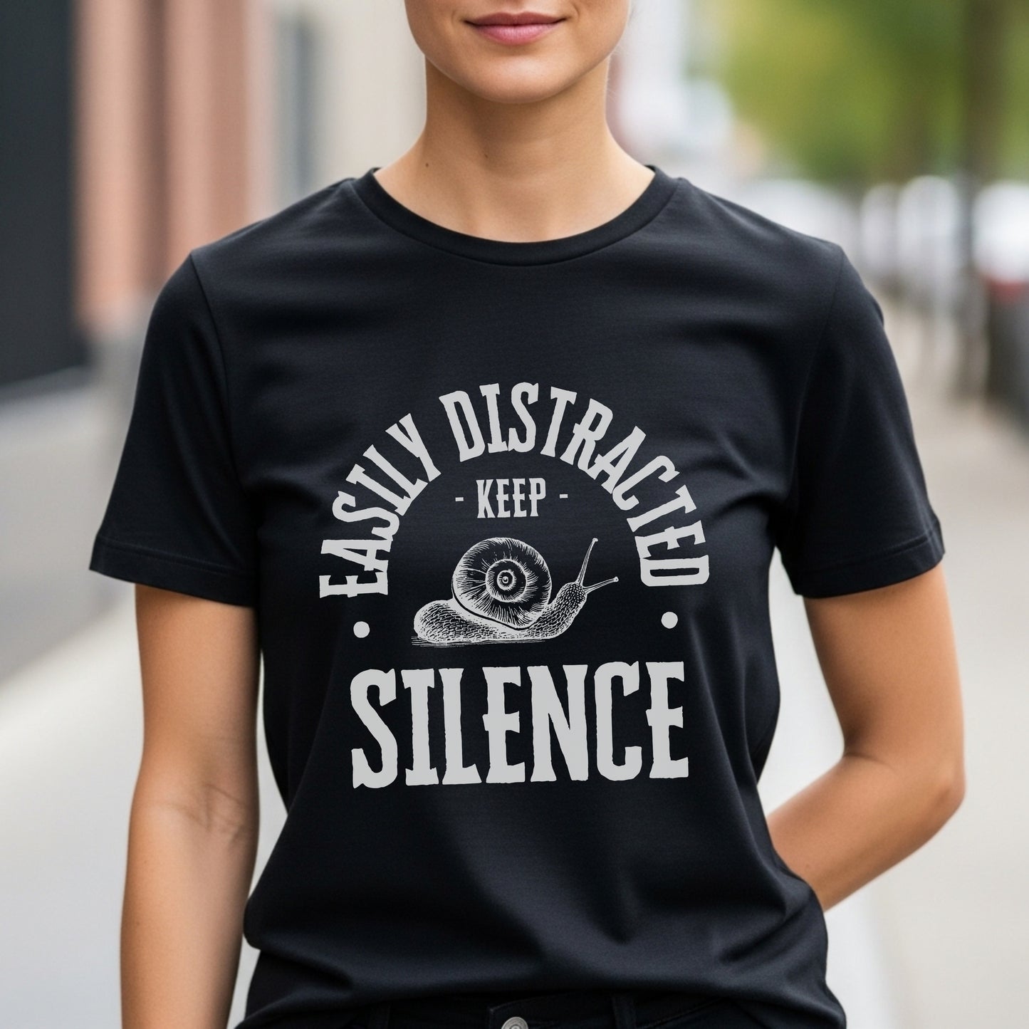 Easily Distracted Keep Silence - Snail Humor ADHD Introvert Statement Artwork