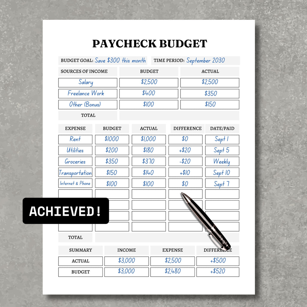 Paycheck Budget Planner