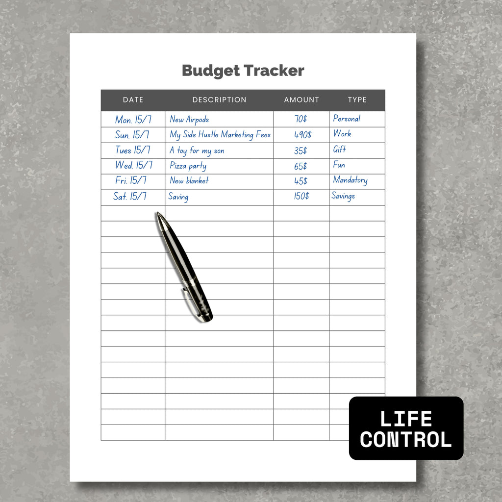 Budget Tracker PDF Paper