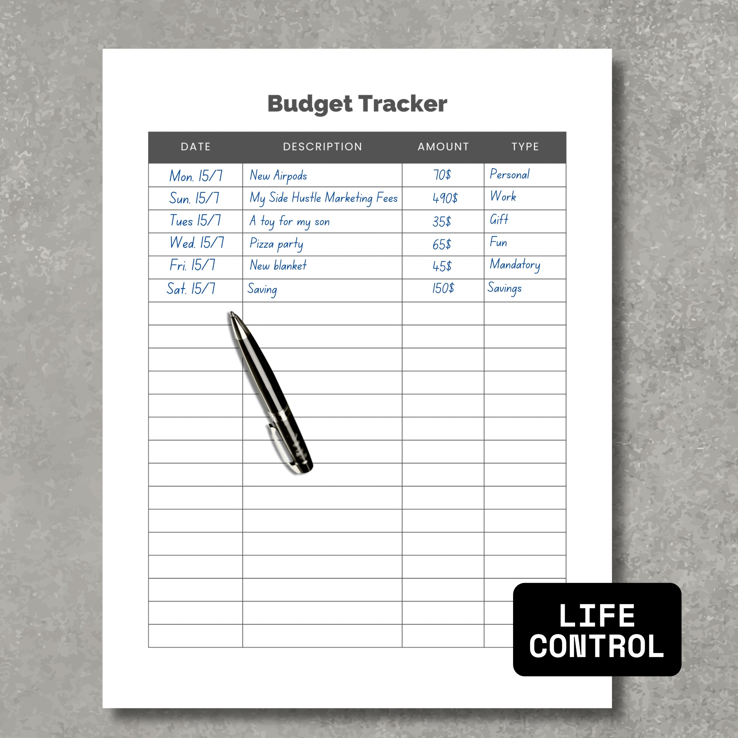 Budget Tracker PDF Paper