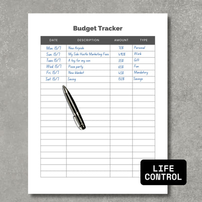 Budget Tracker PDF Paper