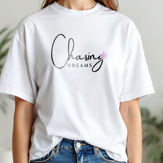 Chasing Dreams - Elegant Floral Script Motivational Minimalist Statement Artwork