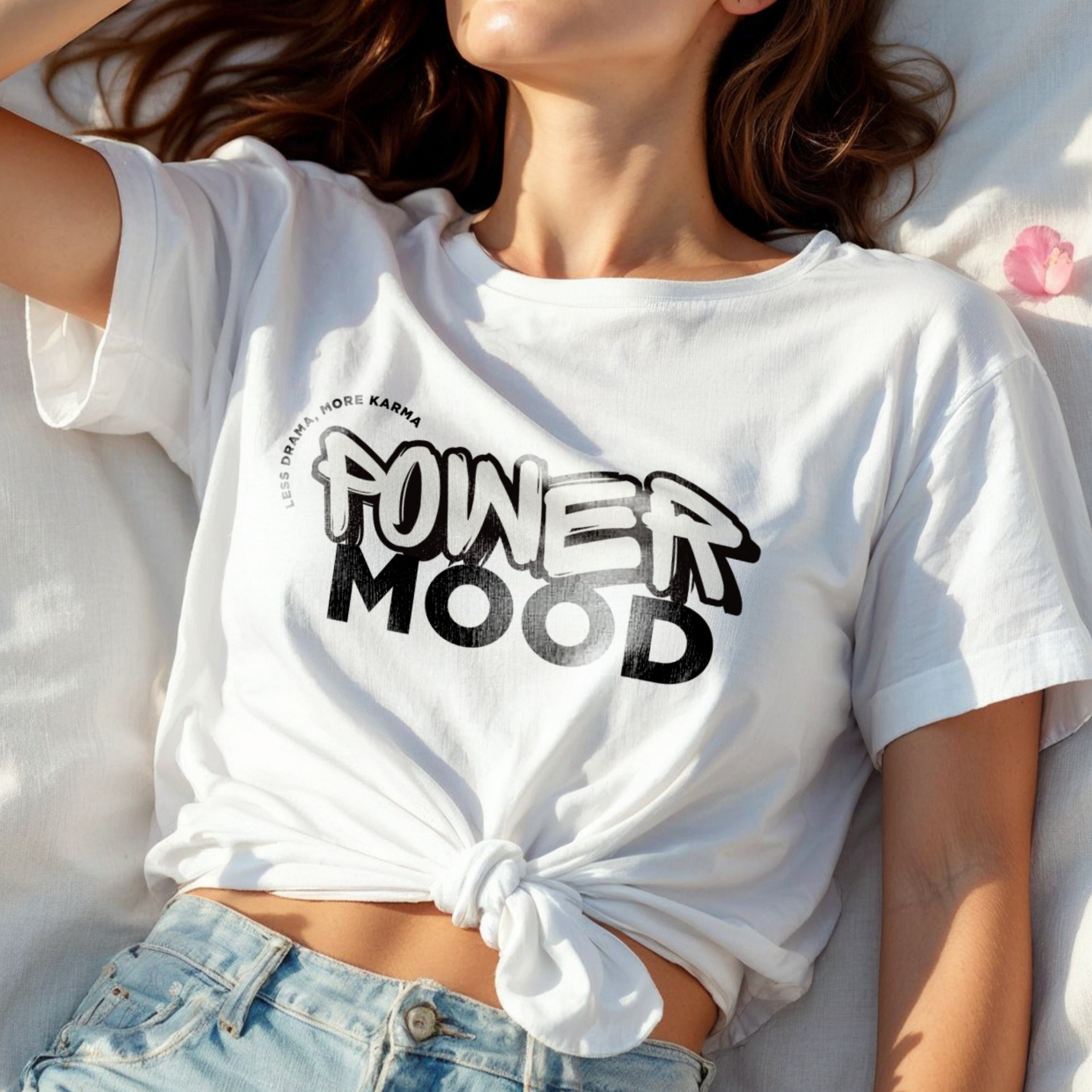 Power Mood Less Drama More Karma - Bold Graffiti Street Typography Statement Artwork