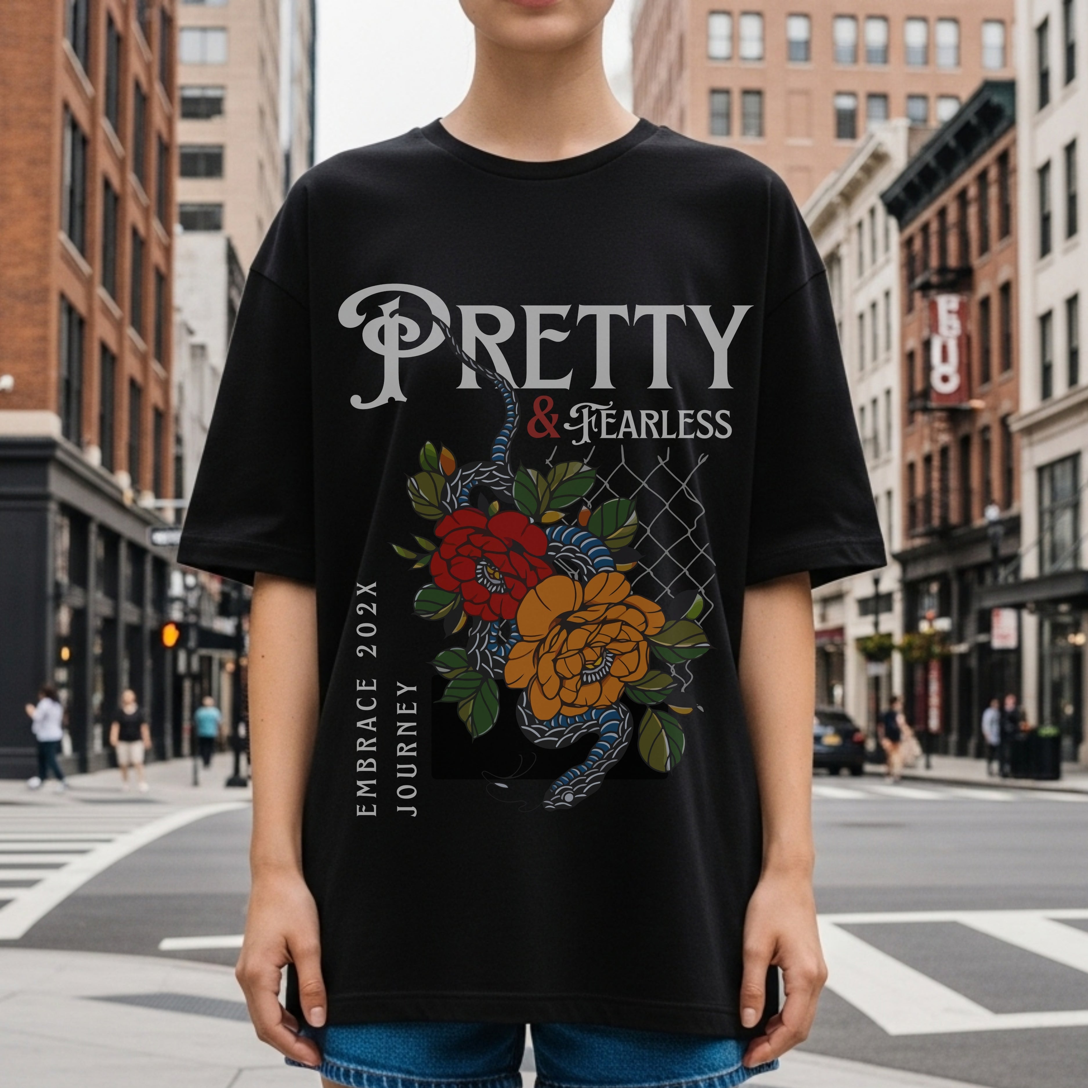 Pretty & Fearless Embrace Journey 202X - Snake Rose Tattoo Art Feminine Strength Artwork