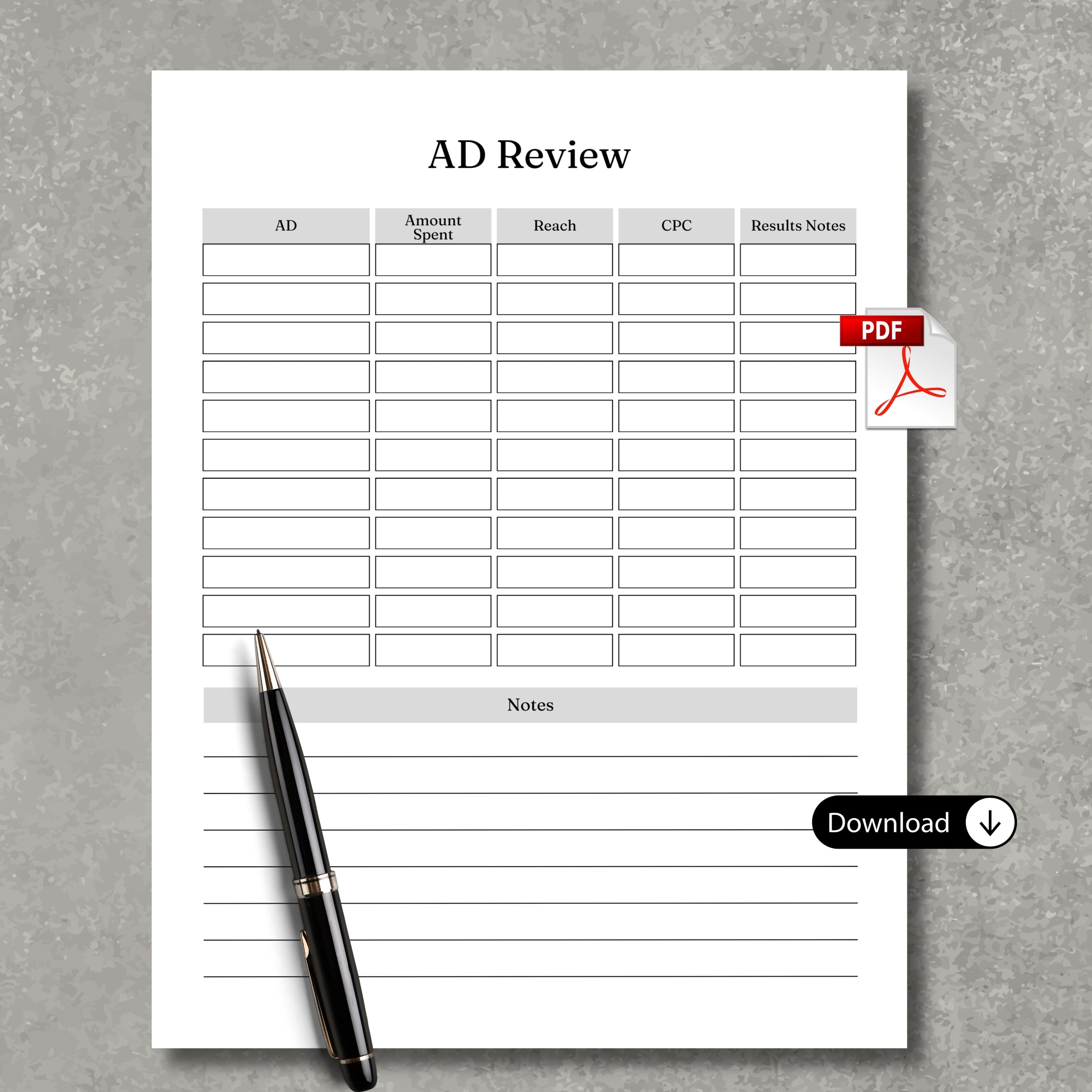 Online Ads Quick Review Paper Sheet