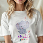 Hello Friends BFF - Cute Elephant Friendship Kindness Greeting Statement Artwork