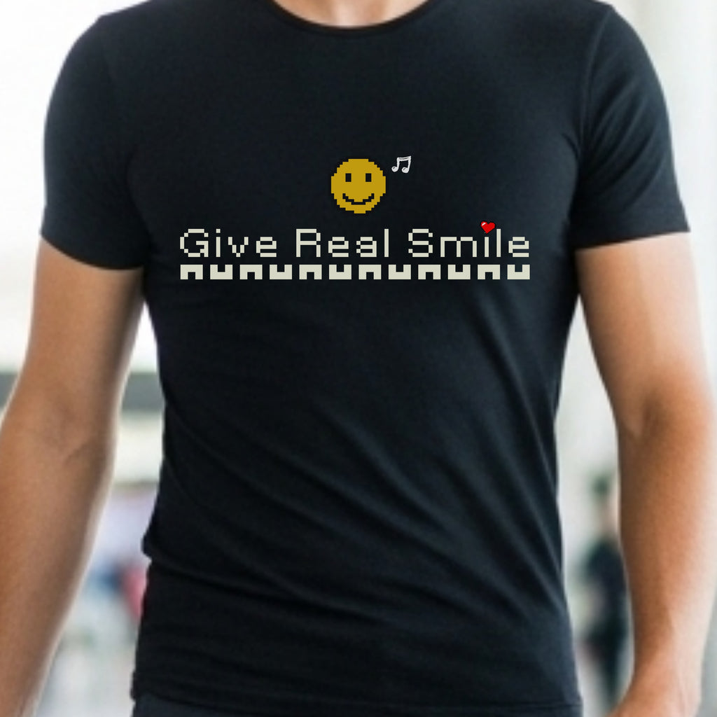 Give Real Smile - Retro Emoji Positivity Statement Artwork