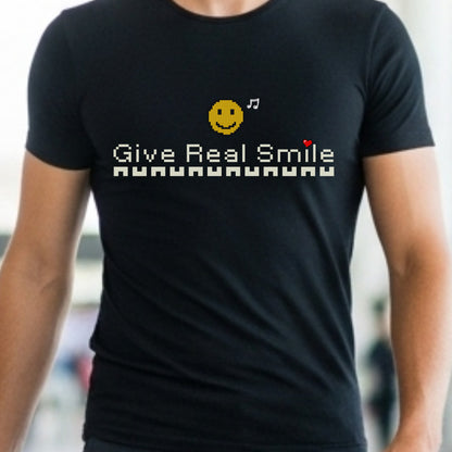 Give Real Smile - Retro Emoji Positivity Statement Artwork