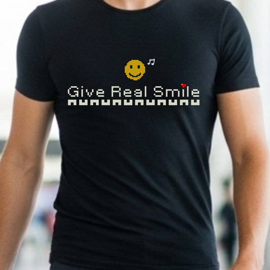 Give Real Smile - Retro Emoji Positivity Statement Artwork