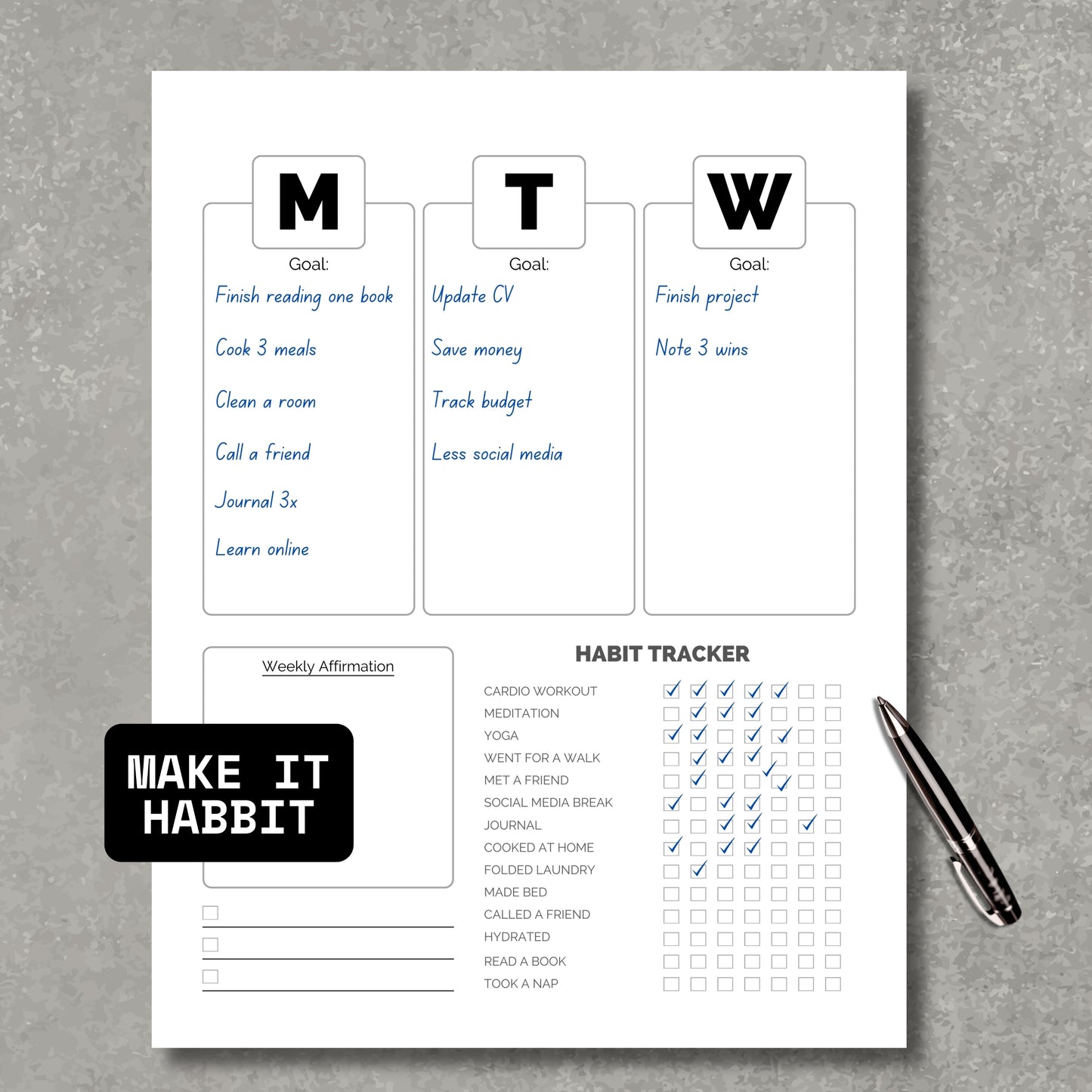 Daily Habbit & Goal Tracker x2 PDFs