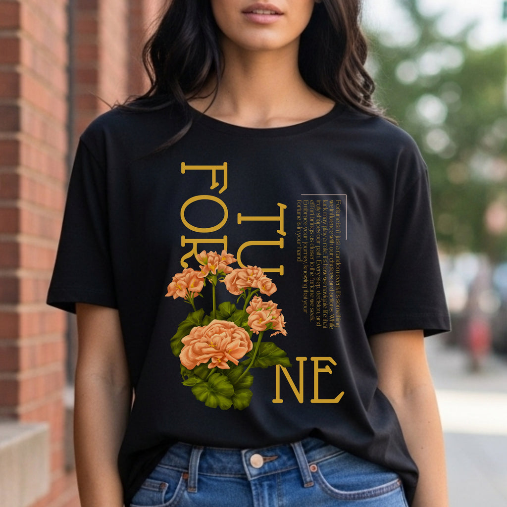 Fortune - Floral Botanical Typography Elegant Contemporary Statement Artwork