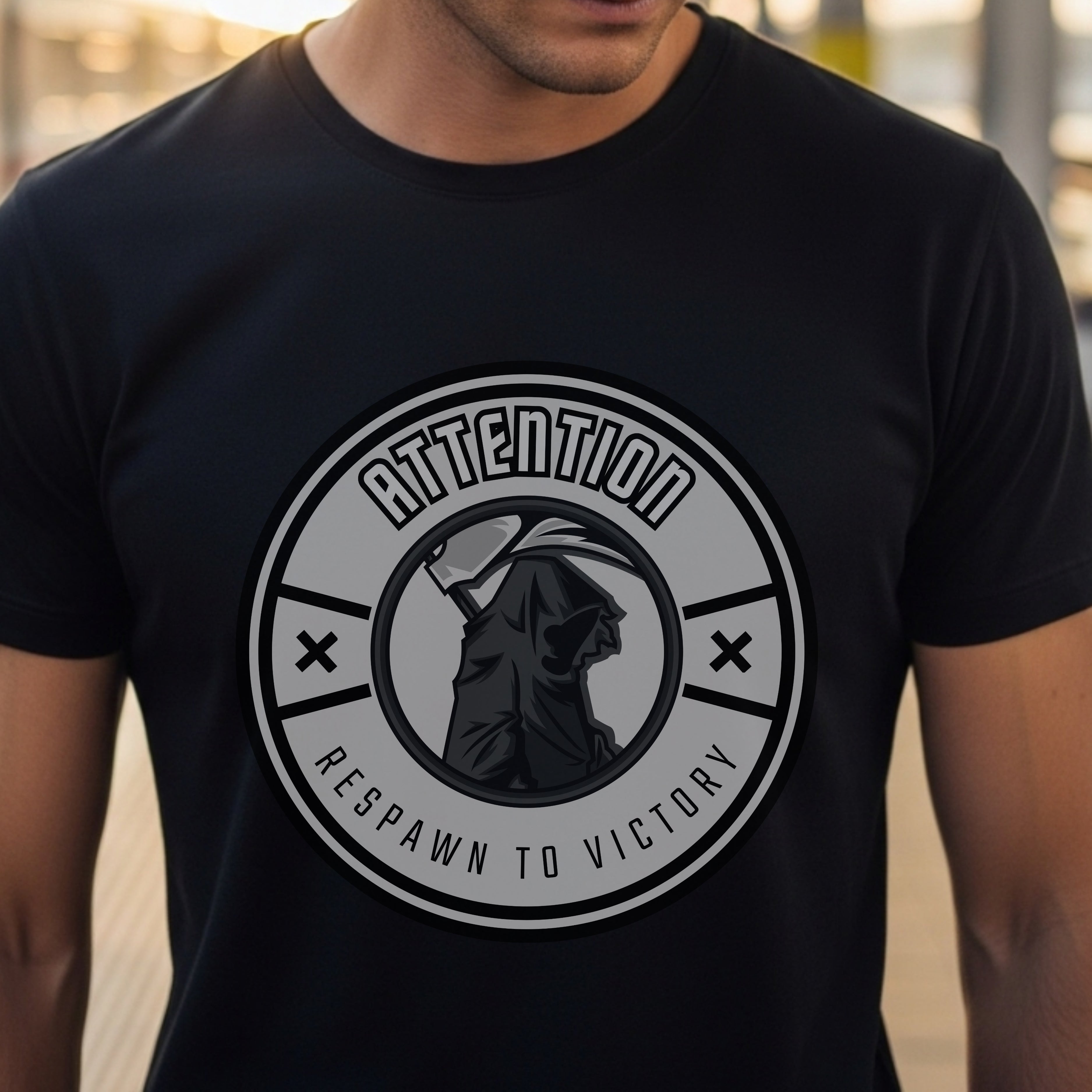 Attention Respawn To Victory - Gaming Warrior Motivational Statement Artwork