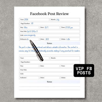 Facebook Post Review Sheet