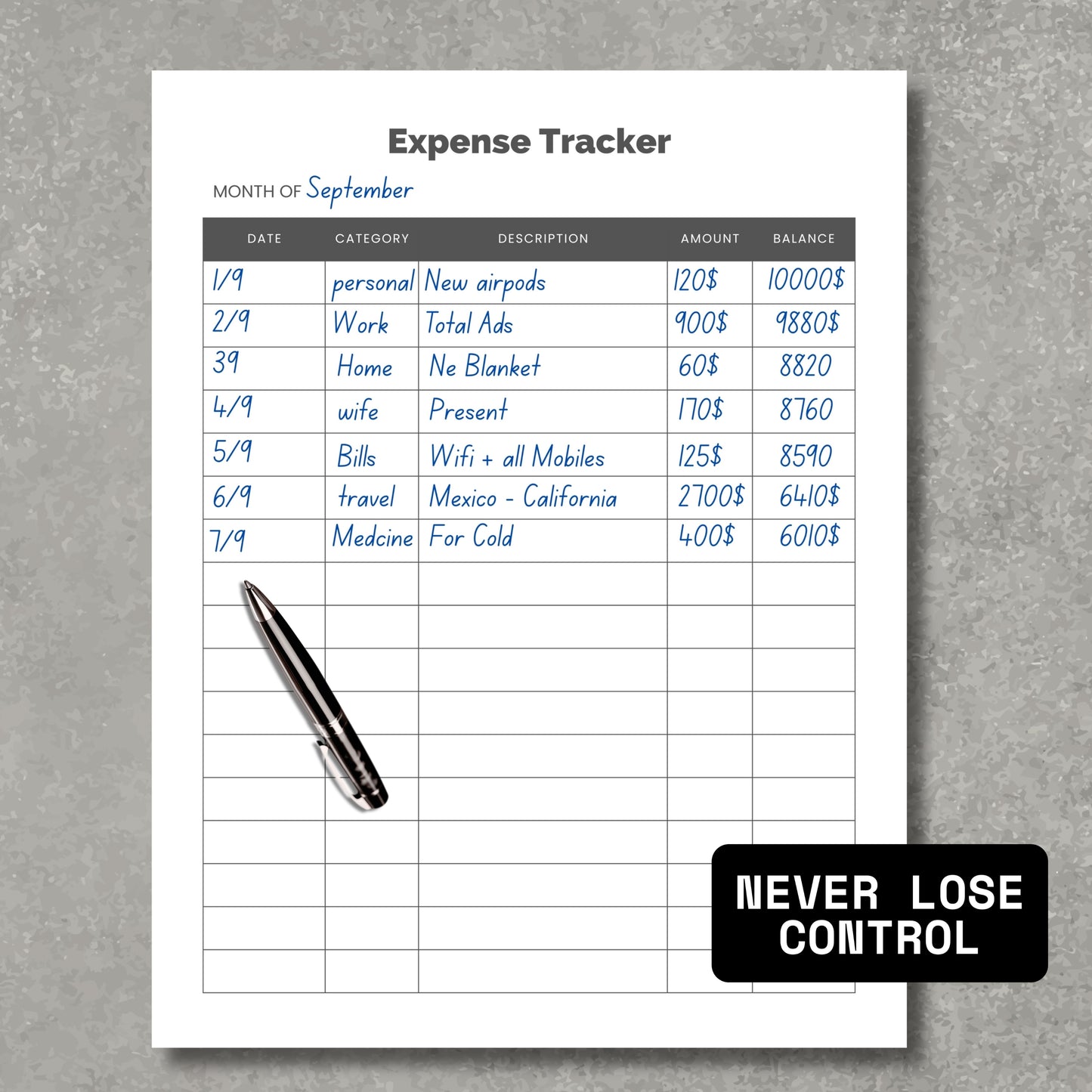 Expenses Tracker PDF