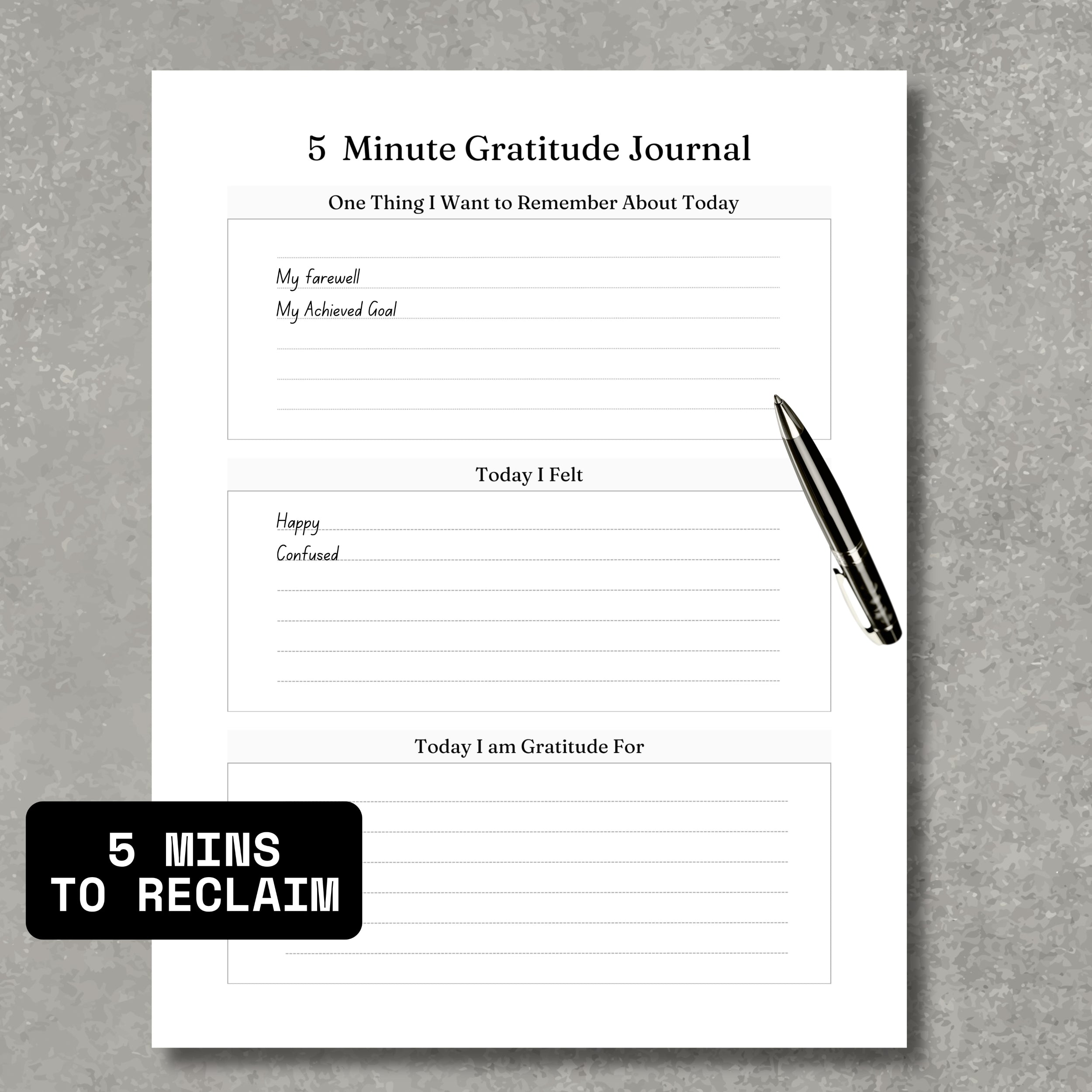 5 Minutes Gratitude Journal