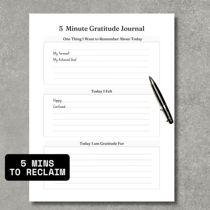 5 Minutes Gratitude Journal