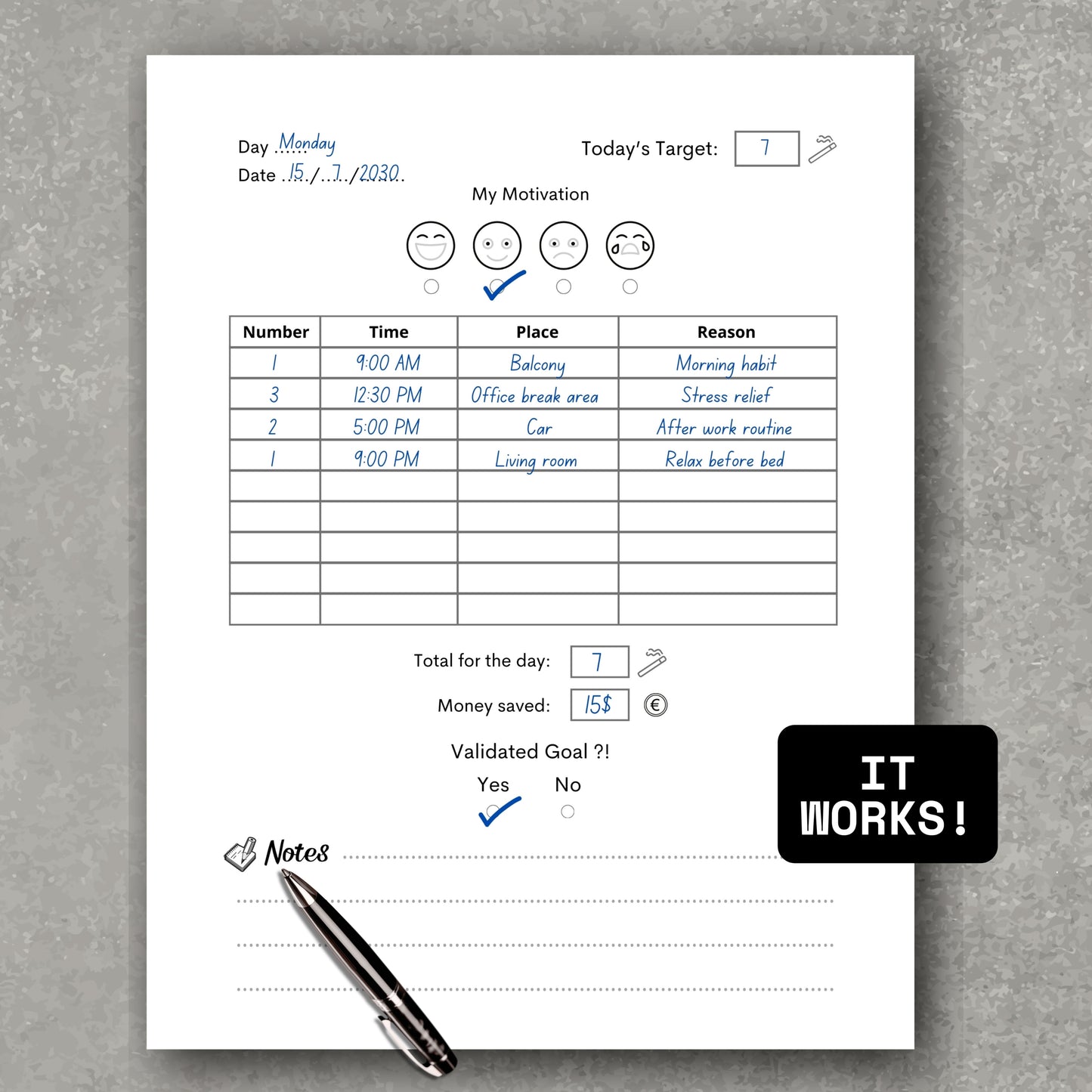 Stop Smoking Daliy Planner