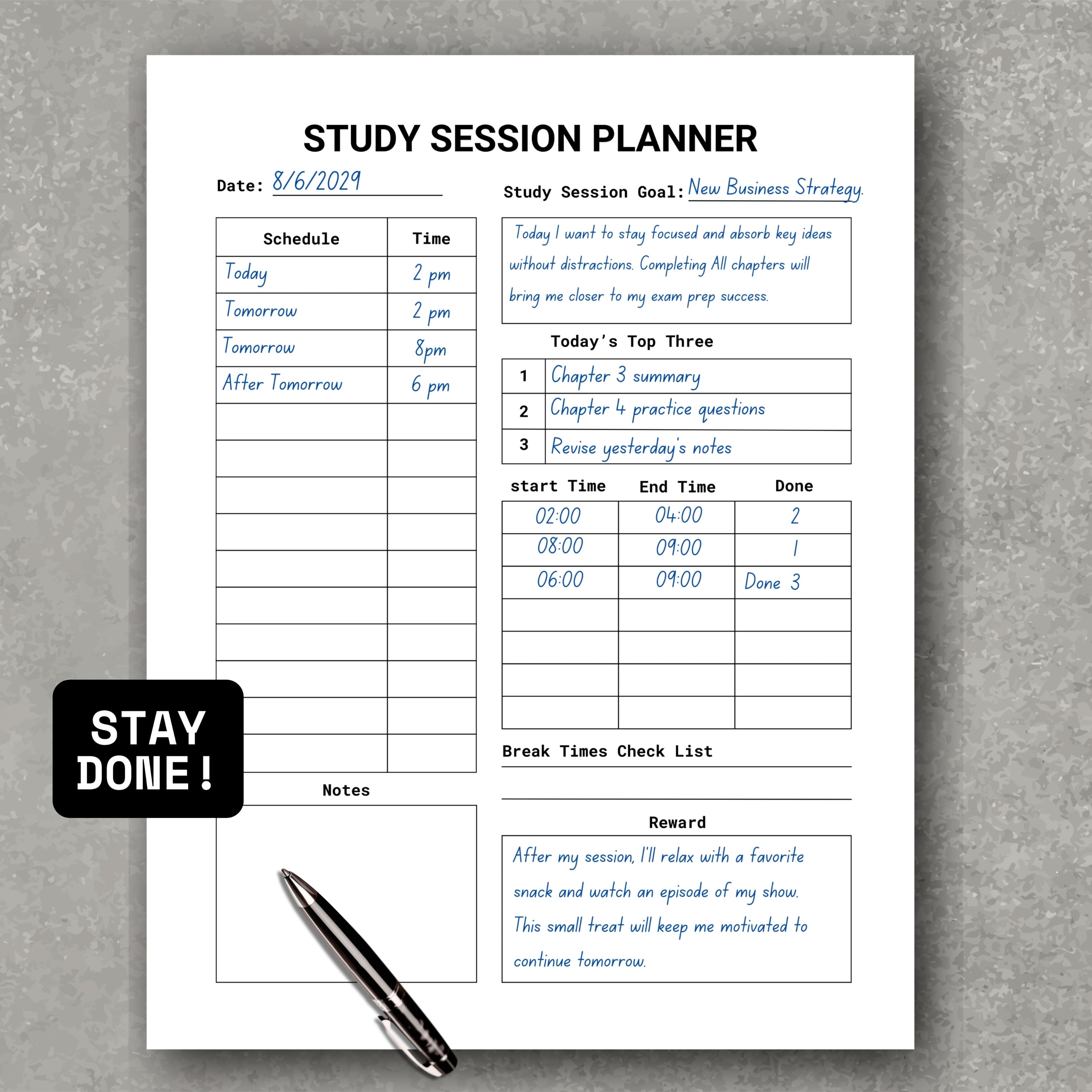 Study Session Planner