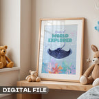 Room of World Explorer - Premium Ocean-Themed Wall Art for Children's Spaces