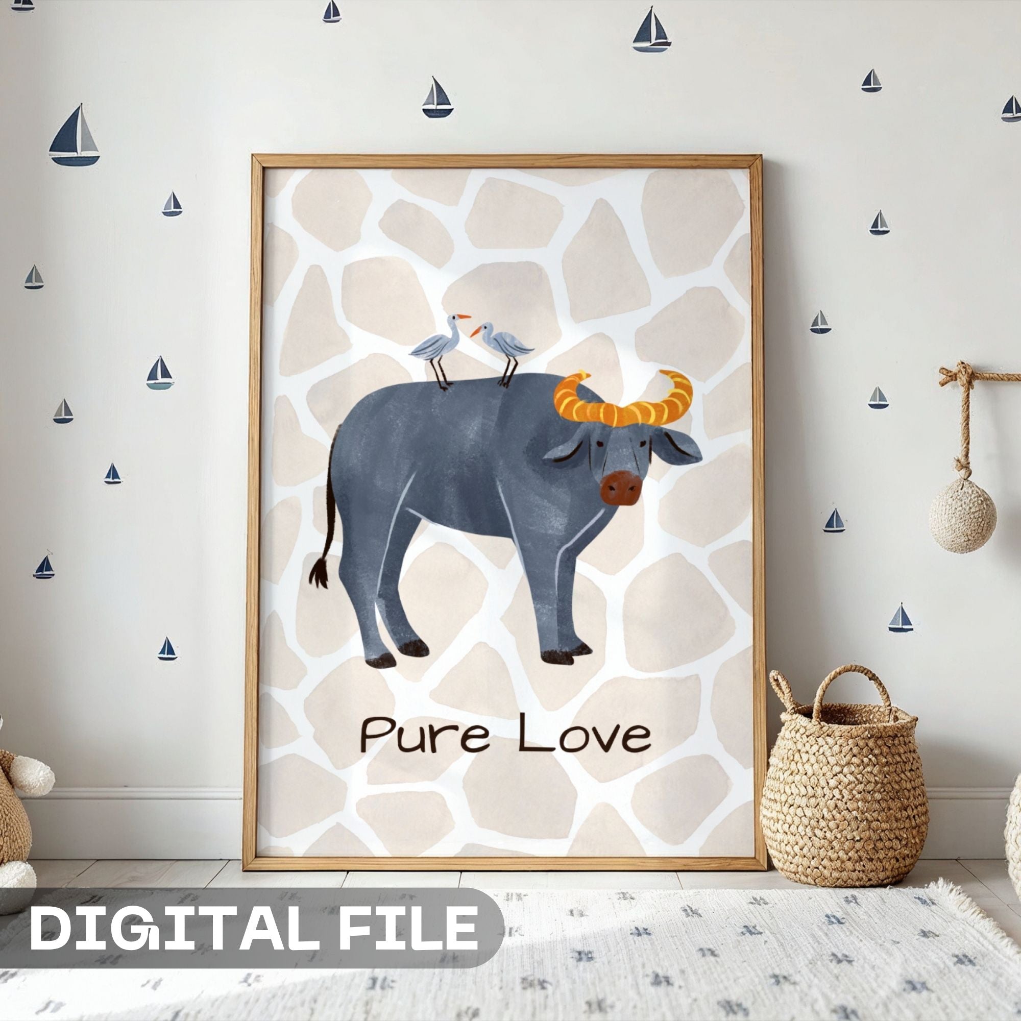 Pure Love - Buffalo & Birds Friendship Wall Art