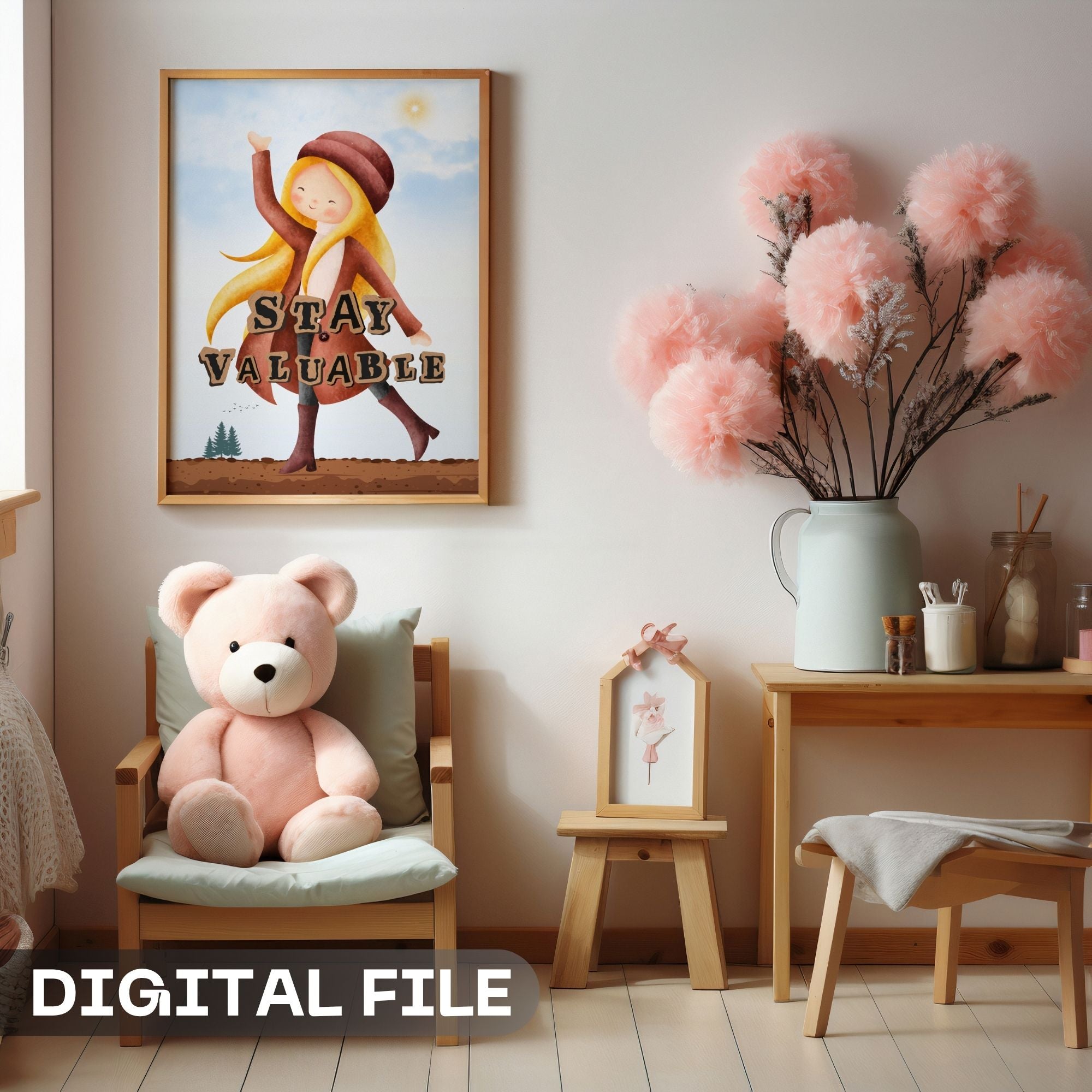 Stay Valuable - Whimsical Character Empowerment Wall Art