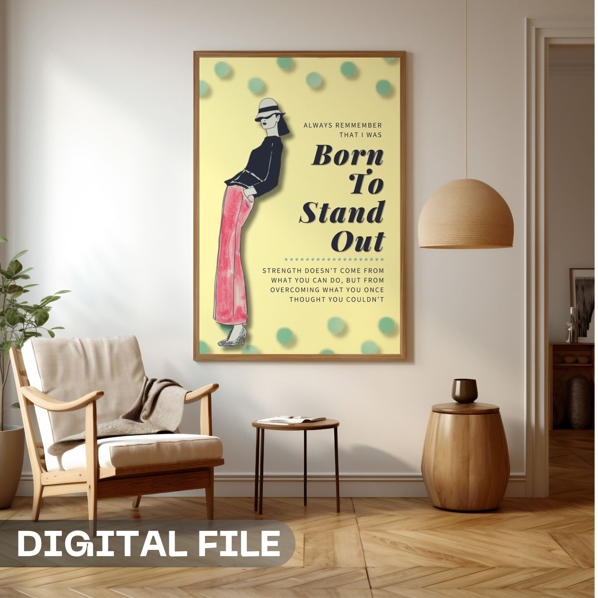 Born To Stand Out - Vintage Fashion Empowerment Wall Art | Elegant Woman Poster
